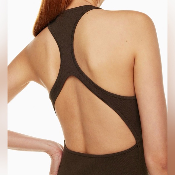 Aritzia Babaton Brown Sculpt Knit Racer Midi Dress - Picture 3 of 6